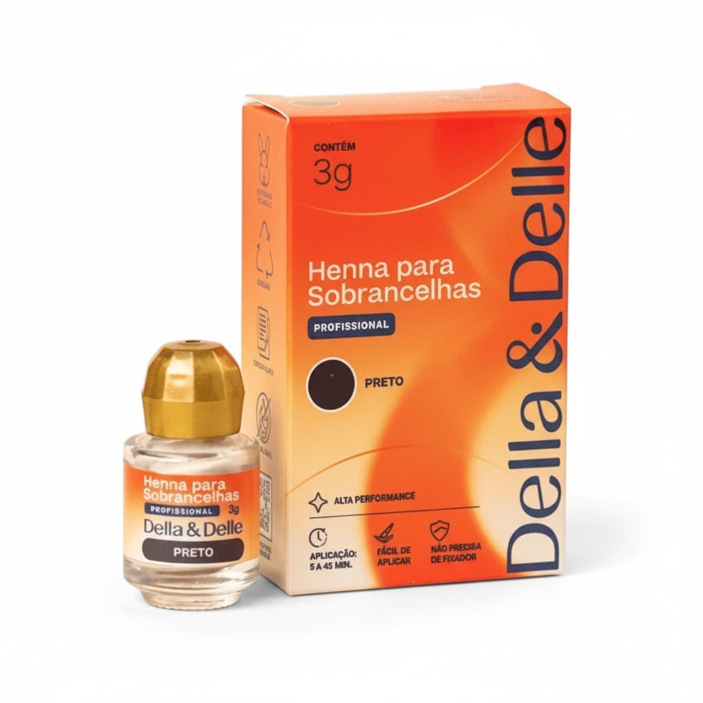 Henna Para Sobrancelhas Della E Delle 3g Profissional Alta Fixação Design de Sobrancelhas