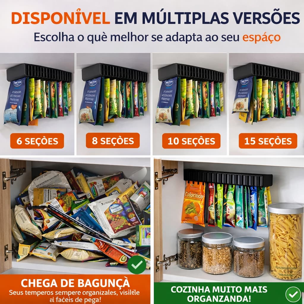 Organizador de Sachês de Temperos Porta Sachê para Armário Cozinha Suporte Organizador porta temprerosde Temperos