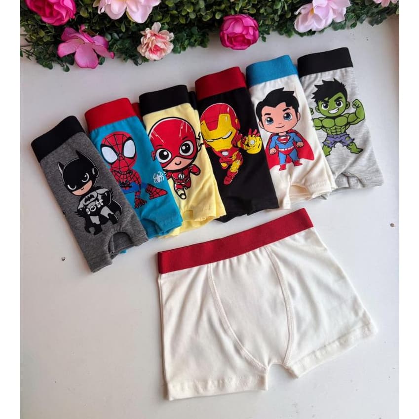 Kit 3 Cuecas Box Masculinas Infantil Personagens Desenhos Algodão