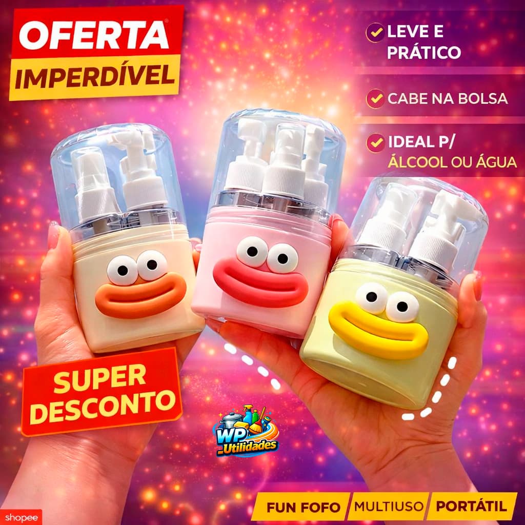 Kit Frascos Spray Reutilizáveis Viagem 3pcs 50ml e 100ml | Porta Perfume Álcool Bolsa Comodidade