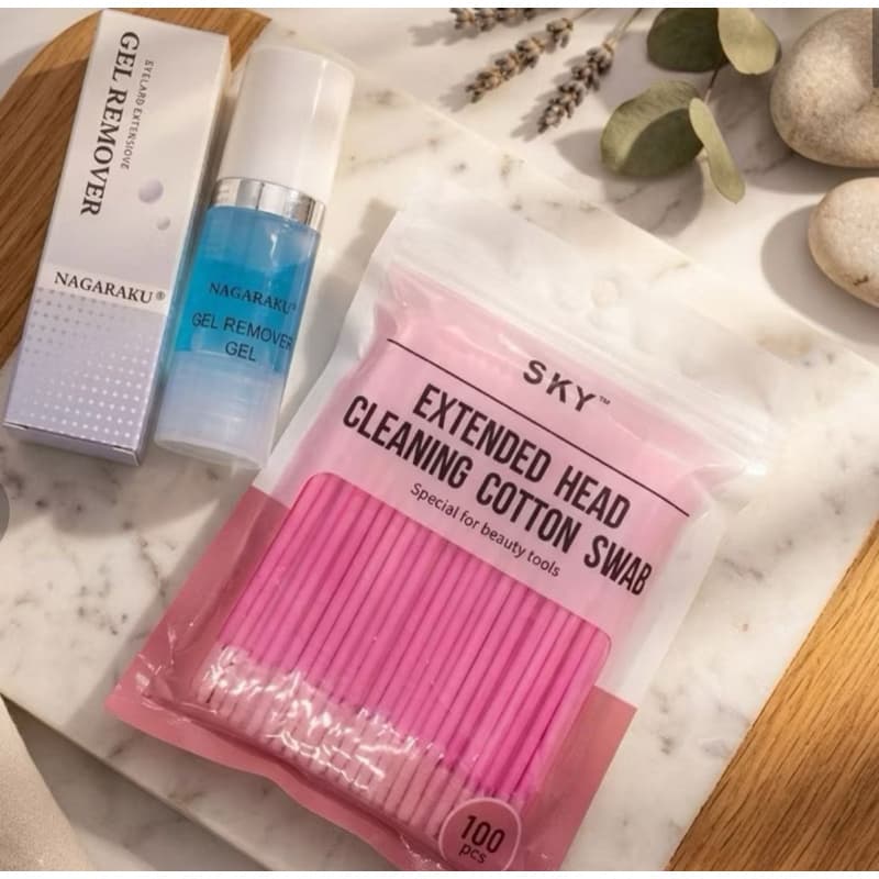 KIt Removedor de Cílios NAGARAKU Gel Transparente 10ml + 100   Microbrush