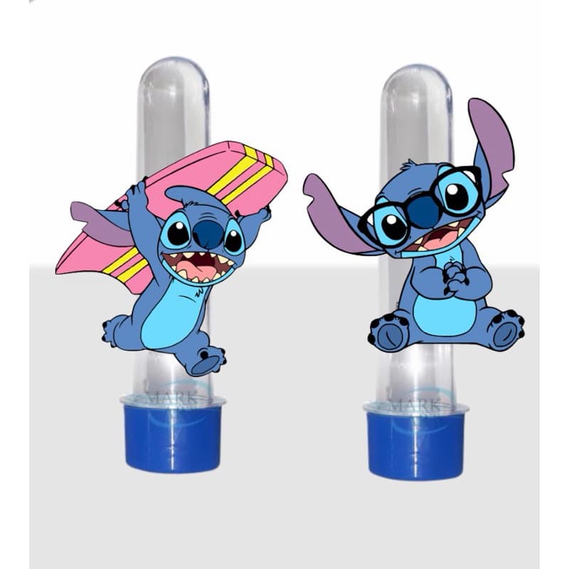 Tubete Stitch Personalizado | Lembrancinha de Festa Infantil | Tubete com Aplique Decorativo