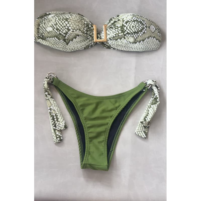 Biquíni Feminino Tomara Que Caia Animal Print Verde Tamanho G Usa
