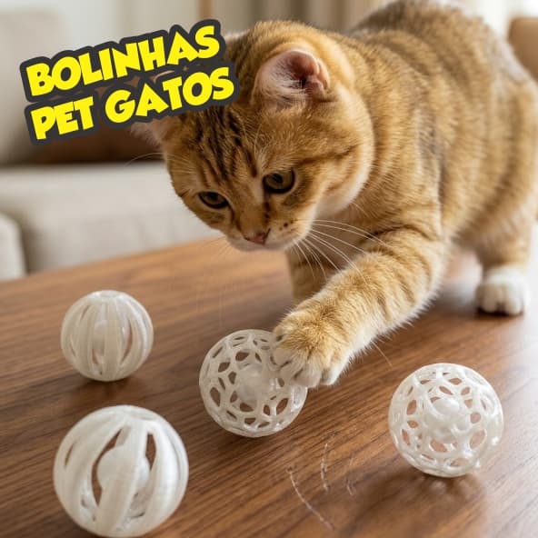Kit Bolinhas Pet Brinquedo para Gatos Cães