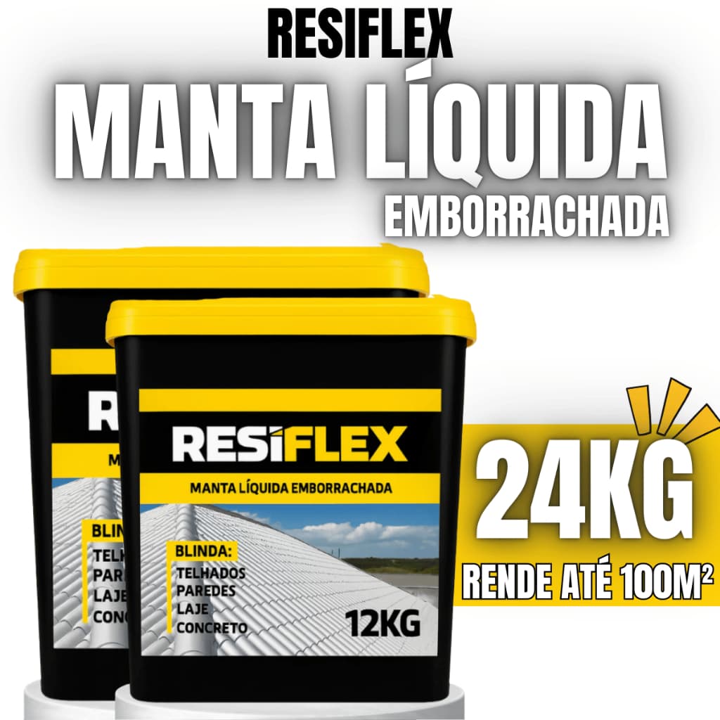Resiflex Manta Líquida 24kg Impermeabilizante Emborrachada Para Lajes Telhados Alta Elasticidade