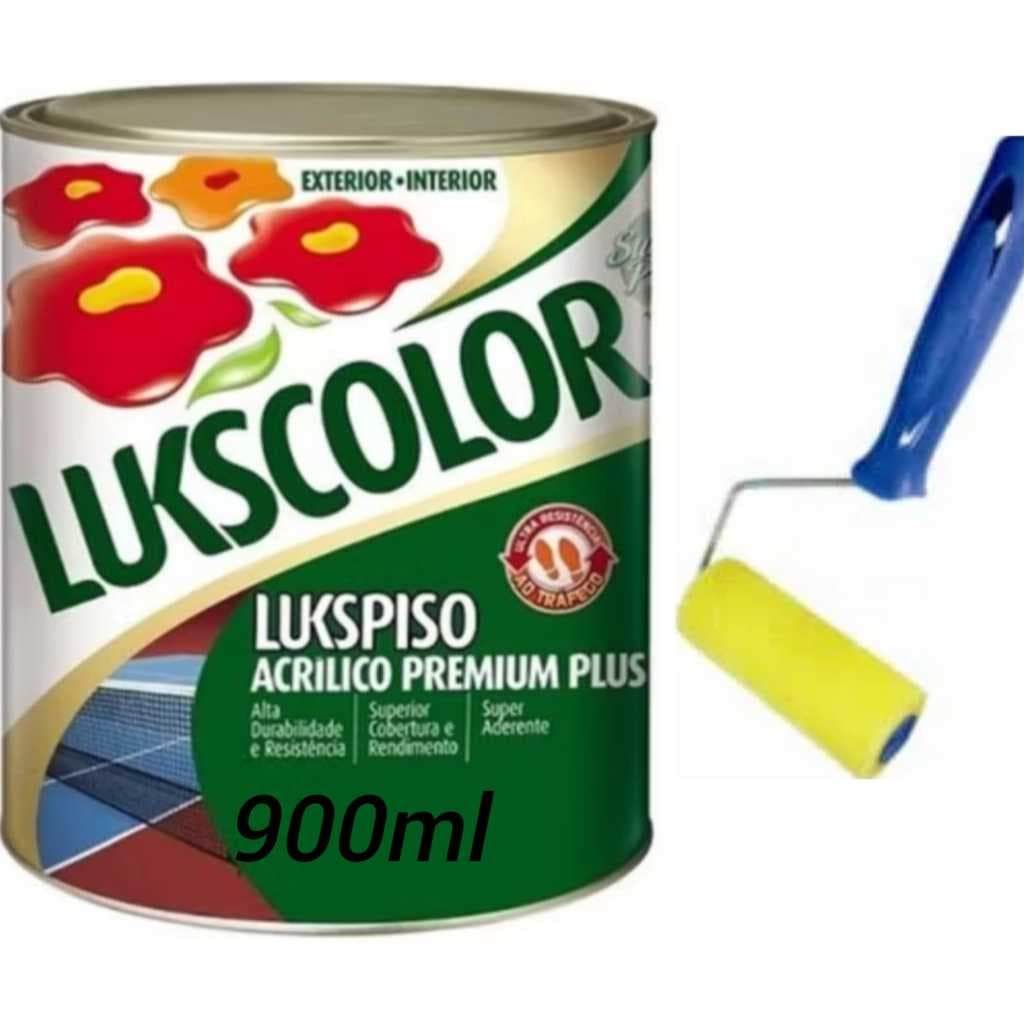Tinta Vermelho Segurança Lukscolor 900ml p/ Piso e Parede + 1 Rolo 9cm
