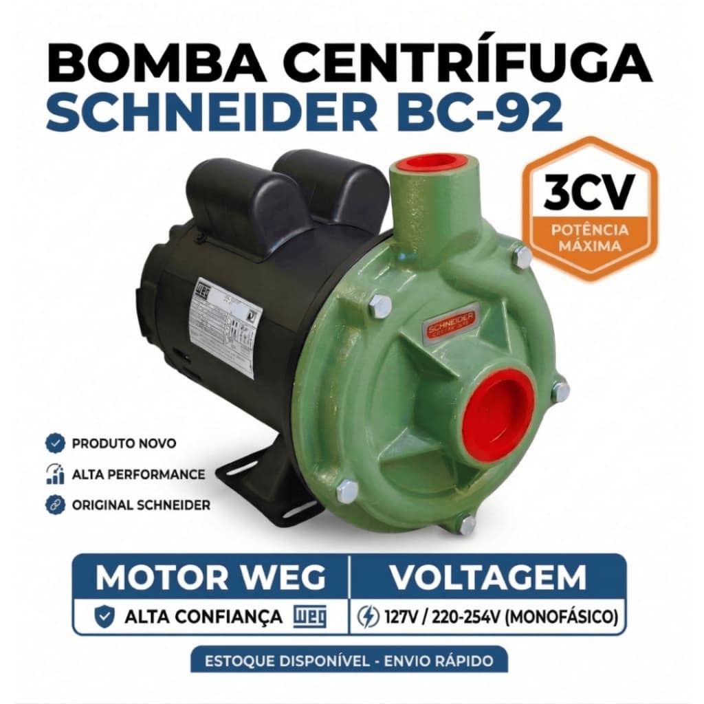 Bomba Centrifuga Schneider 3cv Motor Weg 127/220v Monofásico