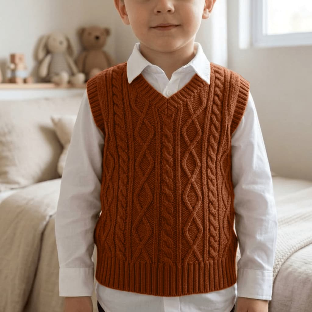 Colete Infantil Masculino Blusa Gola V Básico Casual Confortavel Tricot Premium Canelado