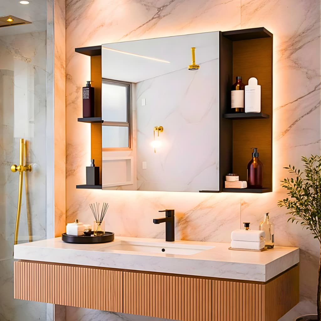 *PROMOÇÃO* Armário Espelho Espelheira Para Banheiro 1 Porta com Espelho Com Nichos Moderno Cores