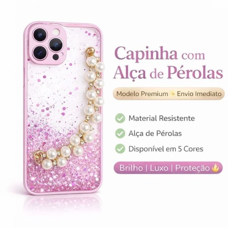 iphone 12 pro,iphone 12 pro max, transparente com alça de pérolas