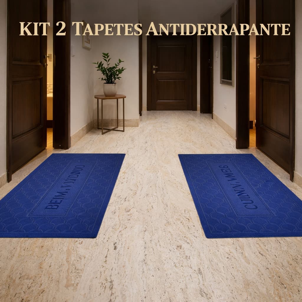 Kit 2 Tapetes Porta Entrada Capacho Bem-Vindo Antiderrapante