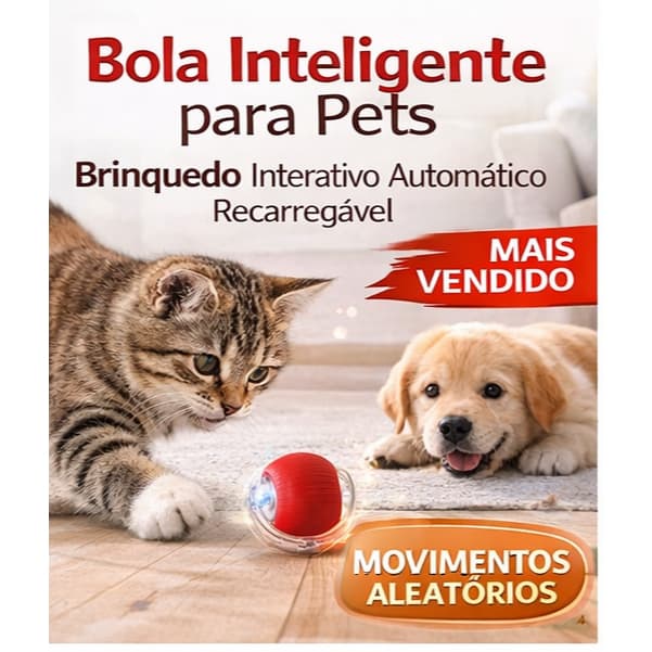 Bola Inteligente Pet Brinquedo Interativo Automático Para Gatos e Cães Recarregável Anti-Estresse