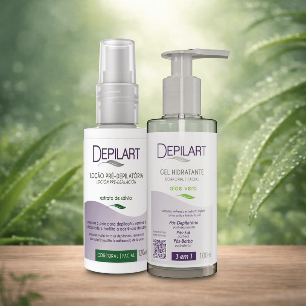 Kit Pré e Pós Depilação Depilart – Loção Pré Depilatória Gel Hidratante Calmante
