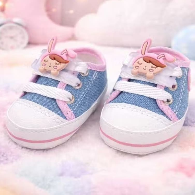 Sapatinho Bebe Recém Nascido Tênis Infantil Menina Coelhinha Pé no Pano Estilo Leve e Confortável