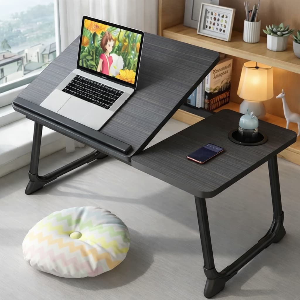 Mesa Portátil Dobrável Altura Ajustável Porta Copo Para Notebook Cama Sofá Home Office Café da Manhã