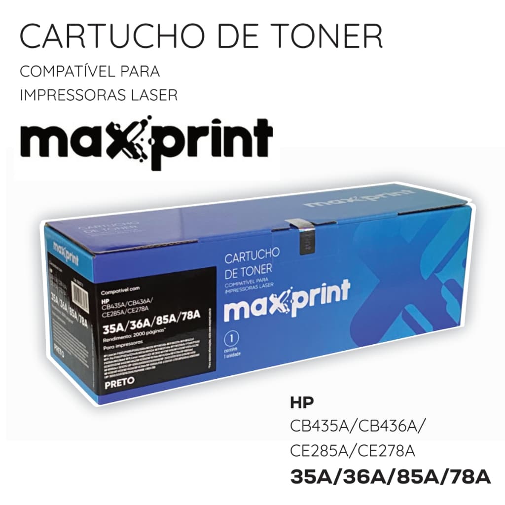 Cartucho de Toner compatível com HP 35A, 36A, 85A, 78A Preto - Maxprint, universal