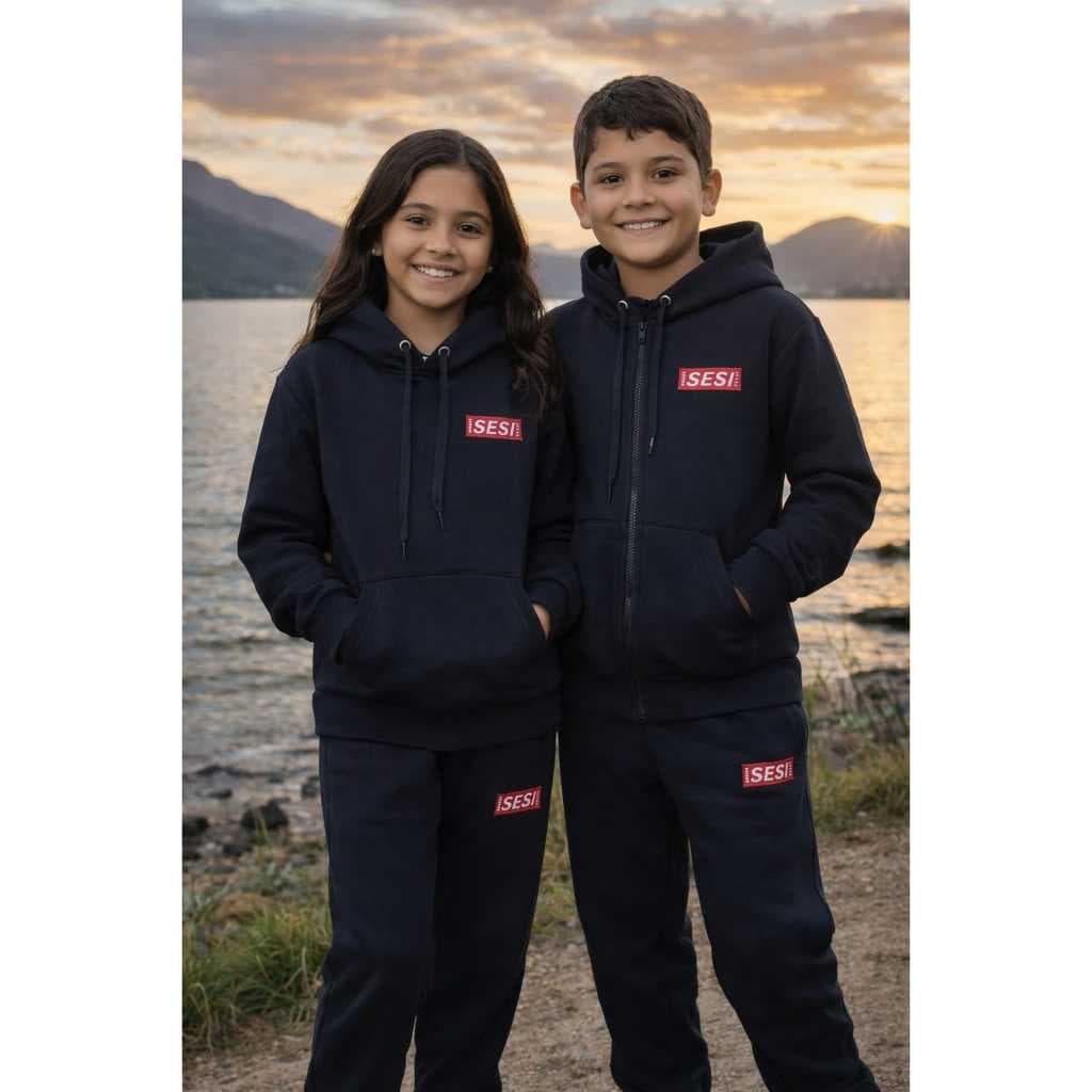 Moletom Uniforme SESI Infantil Juvenil Blusa de Frio Escolar Jaqueta Com Logo Bordado Casaco
