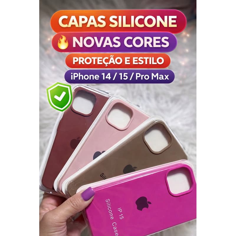 Capa case Silicone compativel  com iPhone 14 / 15 / 14 Pro Max / 15 Pro Max/16 pro max -  Antichoque Premium
