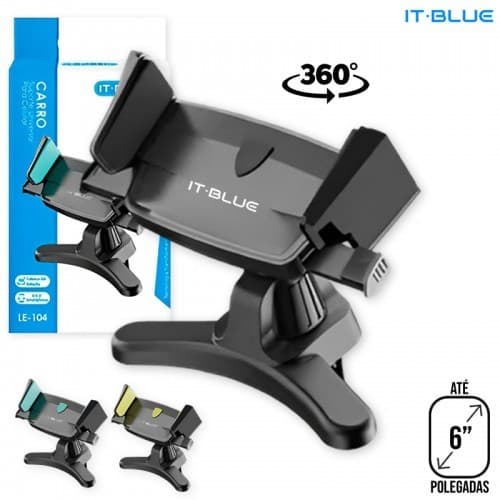 suporte veicular IT-BLUE LE-104 é ideal para usar GPS, atender chamadas ou ouvir música com mais praticidade e segurança