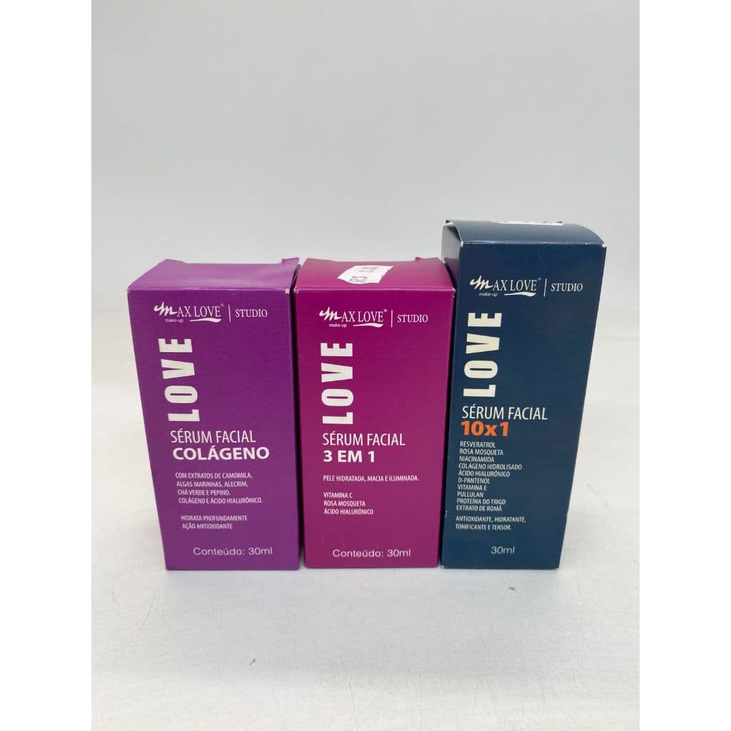 Sérum Facial Max Love - Kit com 3 - Colageno, 3x1, 10x1