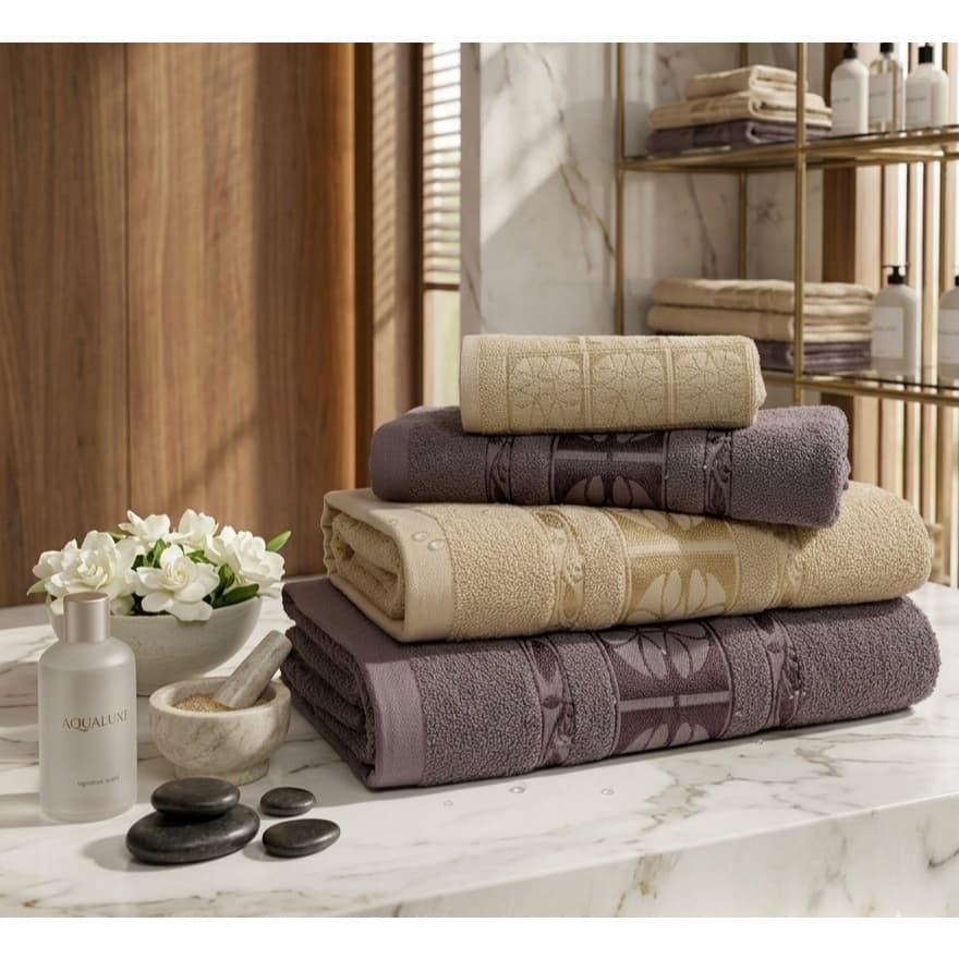 Kit 4 Toalhas Banho e Rosto 2 Banho 2 Rosto Macia Absorvente 50% Algodão Felpudas Alta Qualidade