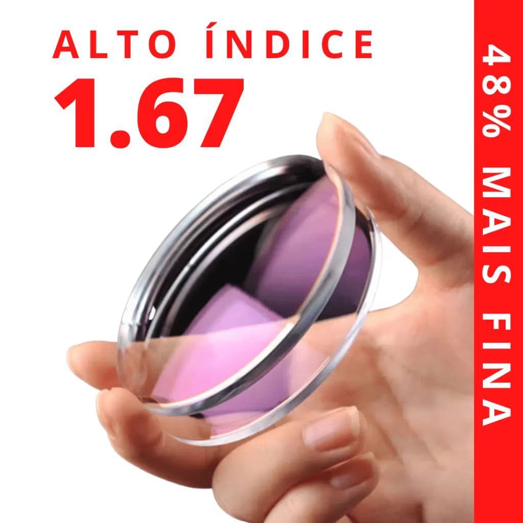 Lente Fina 1.67 com Antirreflexo para Óculos de Grau Visão Simples monofocal
