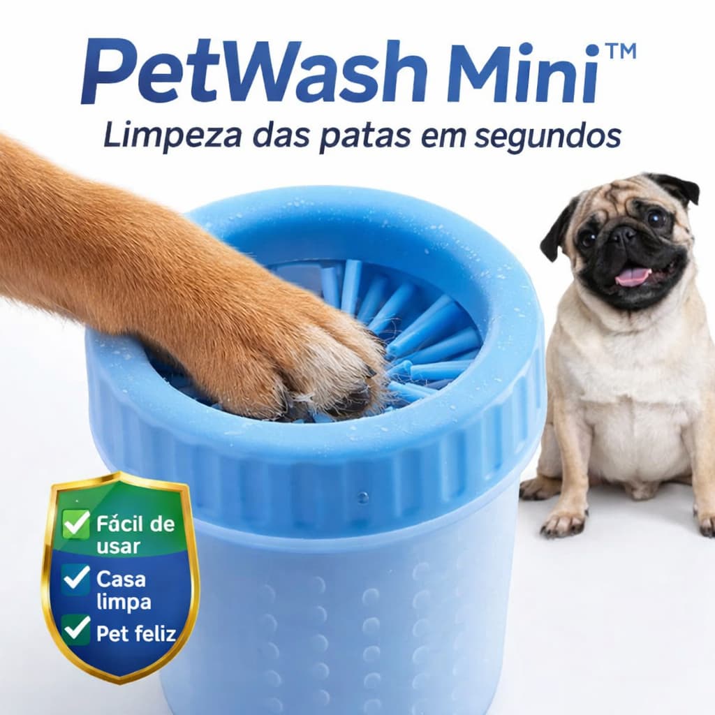 Lava Patas para Cachorro Pequeno PetWash Mini Limpador de Patinhas Portátil para Pets