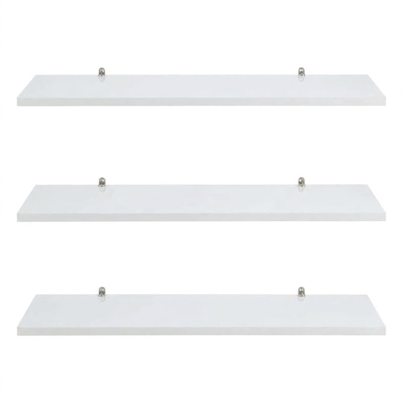 Kit 3 Prateleiras MDF Branco 45x15cm Premium com Suporte Reforçado + Parafusos | Organização