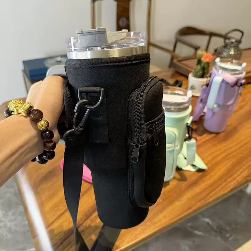 Bolsa Porta Garrafas De Água Compatível Com Copo 40oz 1,2 Litro Para Celular Chaveiro Com Alça De Ombro Ajustável