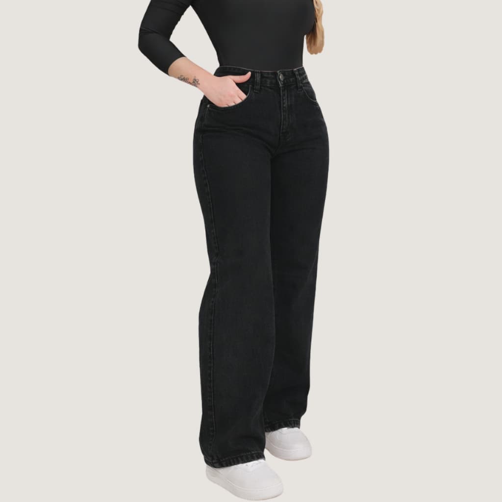 Calça Jeans Feminina Wide Leg Pantalona Cintura Alta Premium