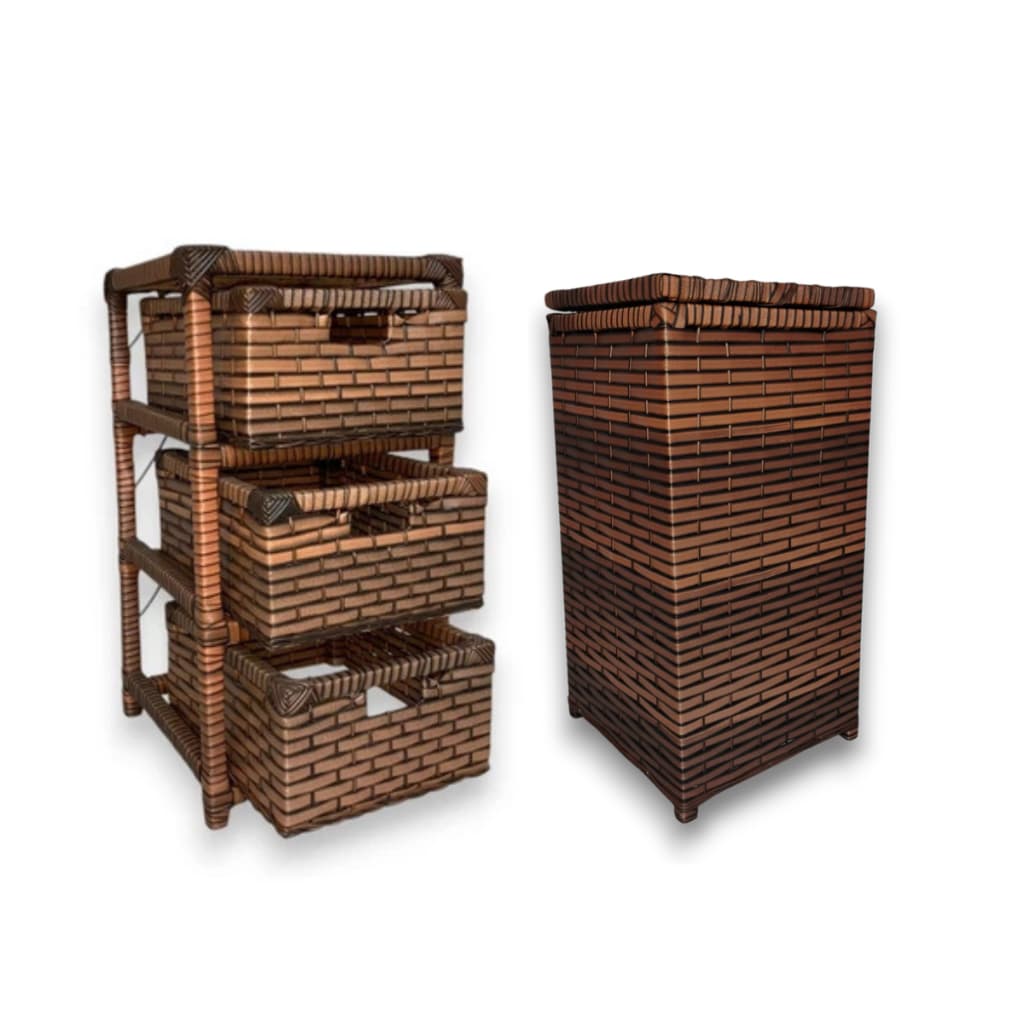 Kit roupeiro vertical 30x30x55 + gaveteiro organizador 3 gavetas 30x30x57 c/rodinhas fibra sintética