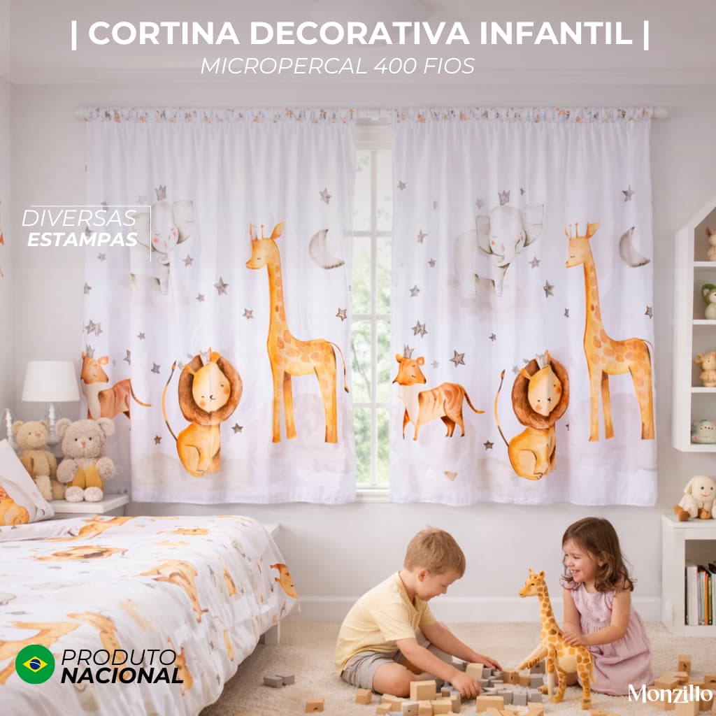 CORTINA DE QUARTO |  INFANTIL | DECORATIVA |  ESTAMPADO |  MENINO MENINA