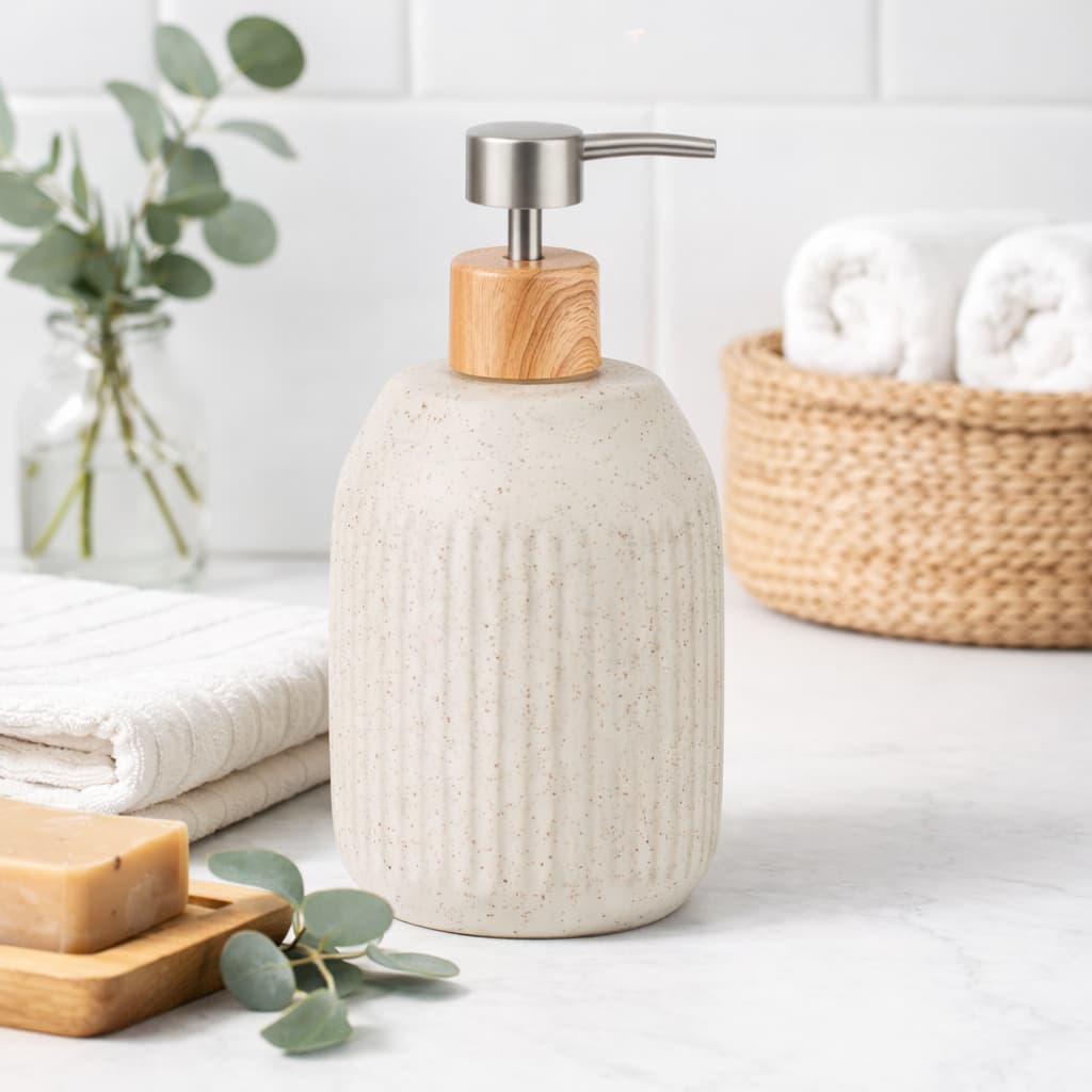 Porta Sabonete Líquido de Cerâmica Granilite Lines 430ml Lyor
