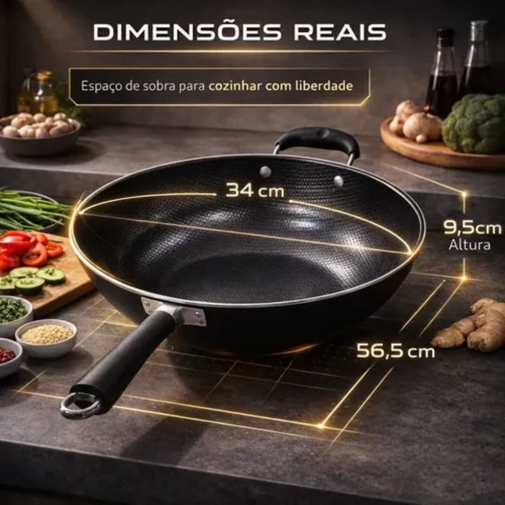 Frigideira Profissional Antiaderente 34cm Alta Durabilidade Resistente Facil Limpeza Cozinha