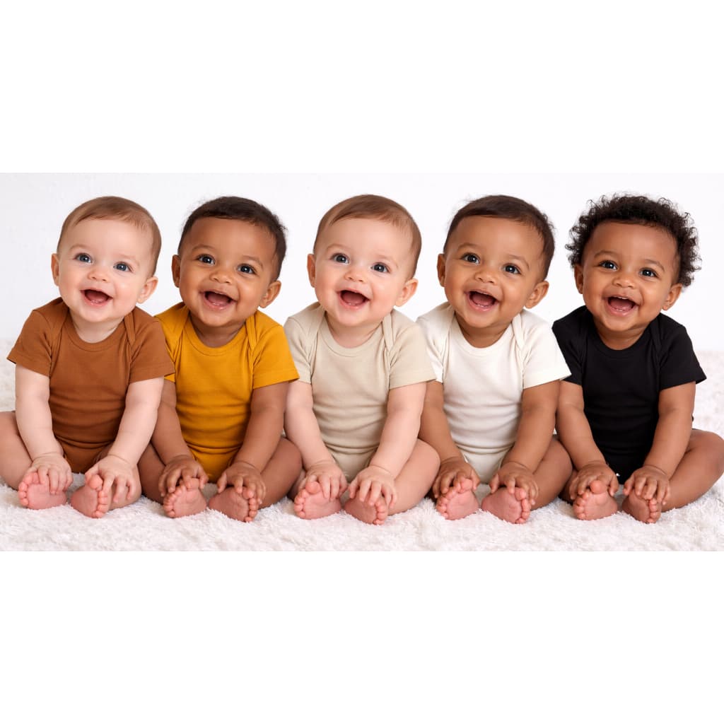 kit 5 Body Infantil para Bebe 100% Algodão - liso e cores neutras