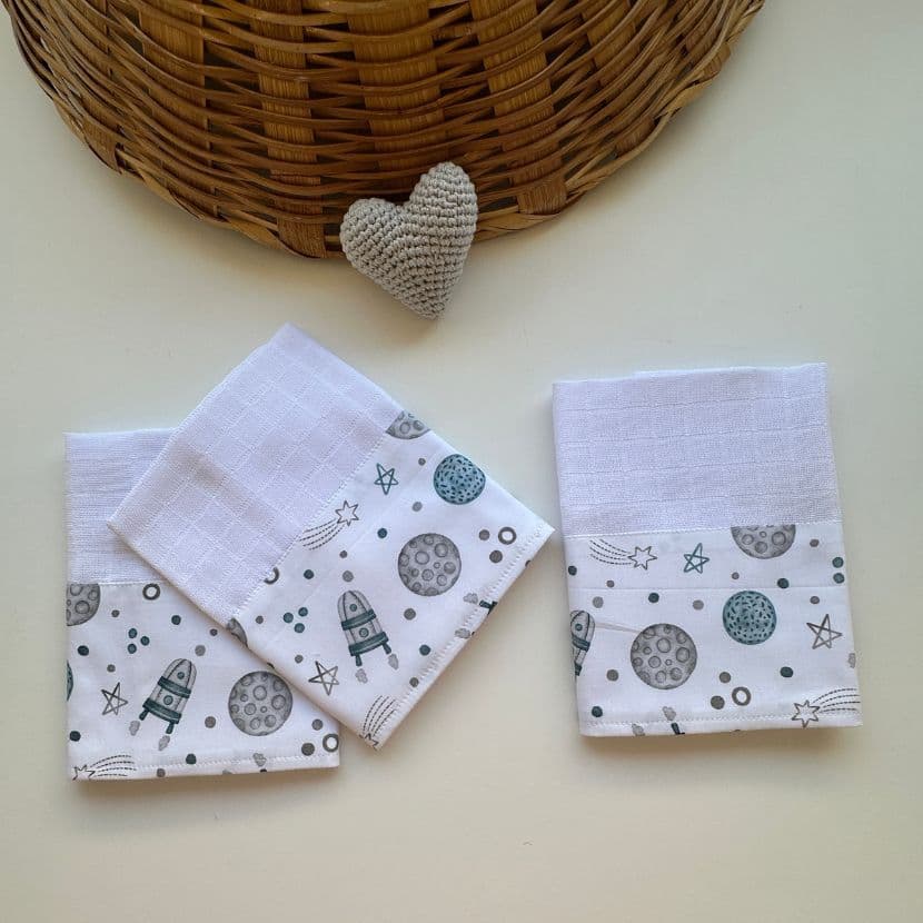 Kit 3 Fralda de Pano  para Bebê  Tricoline 100% algodão