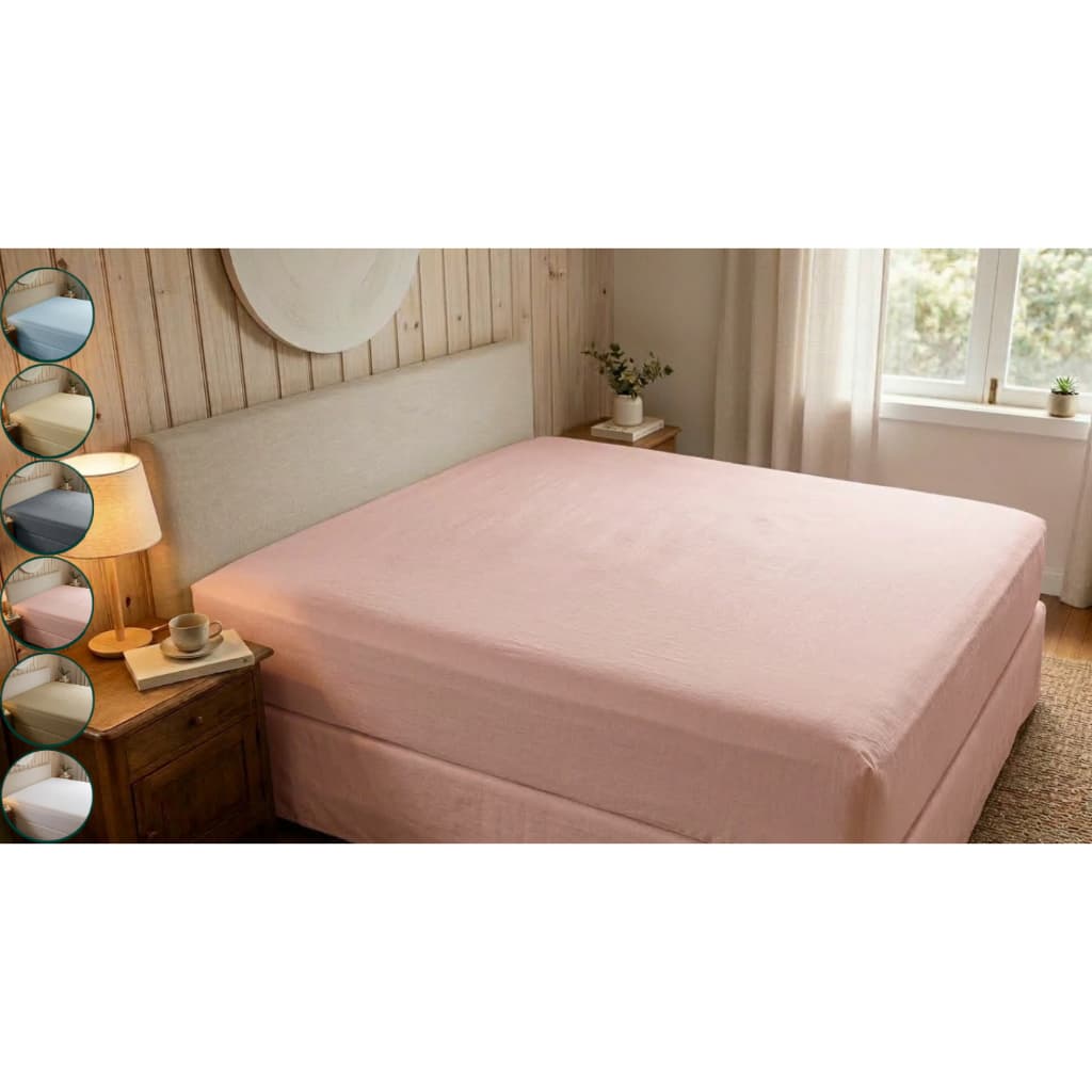 Lençol de Algodão Percal com Elástico Solteiro Casal Queen King Macio Respirável Cama Hotel