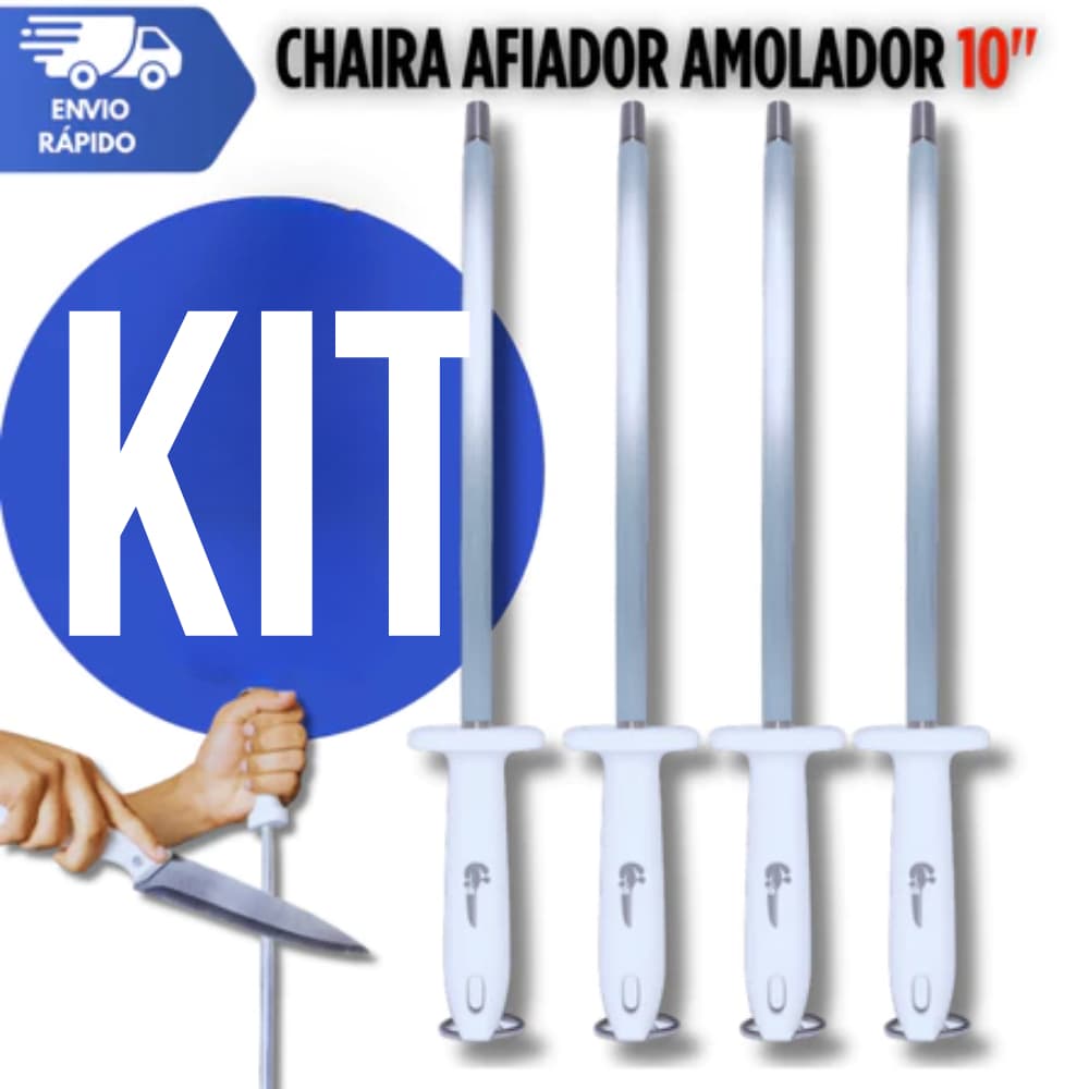 Chaira Profissional Aço Carbono Açougue Afiador 10" Fuzil Amolador