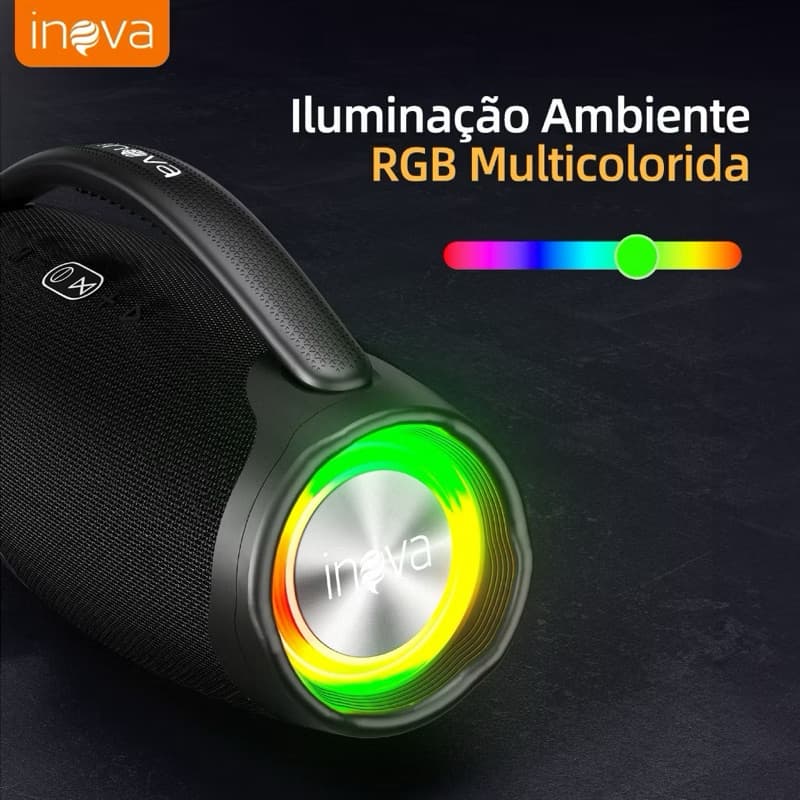 Caixa de Som Bluetooth 40W Portátil TWS LED RGB À Prova D’Água IPX6 Grave Potente Bombox