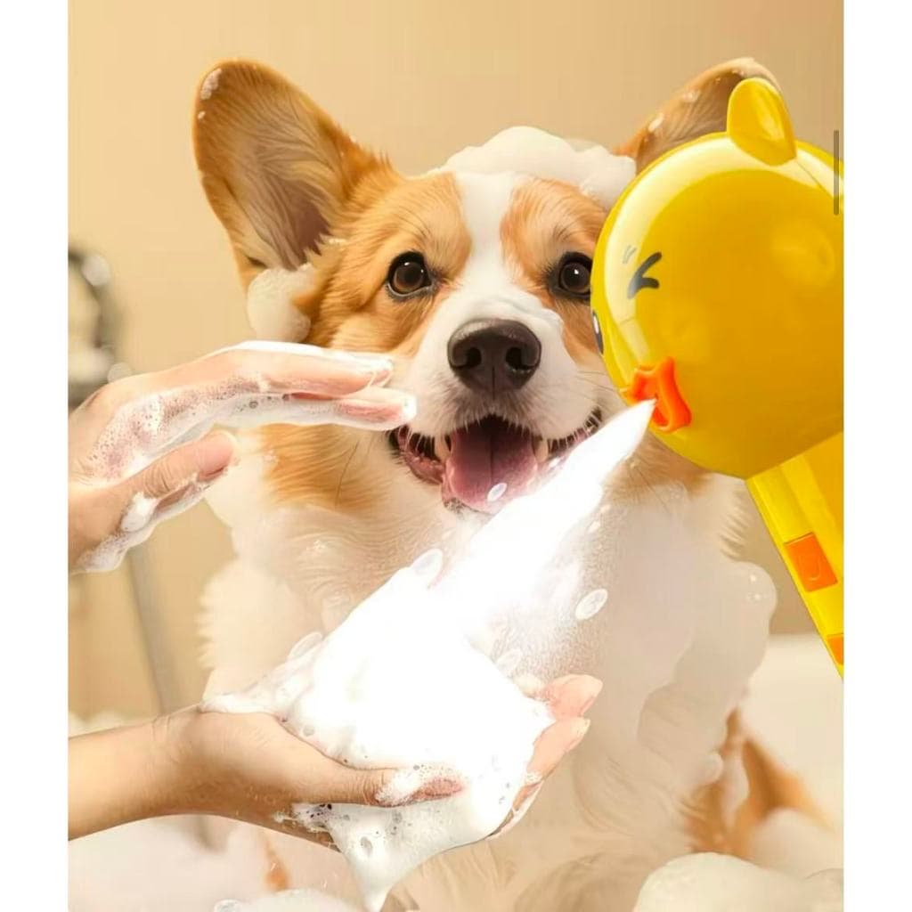 Escova de Banho para Pets com Espuma Automática Spray Massageador Cães e Gatos