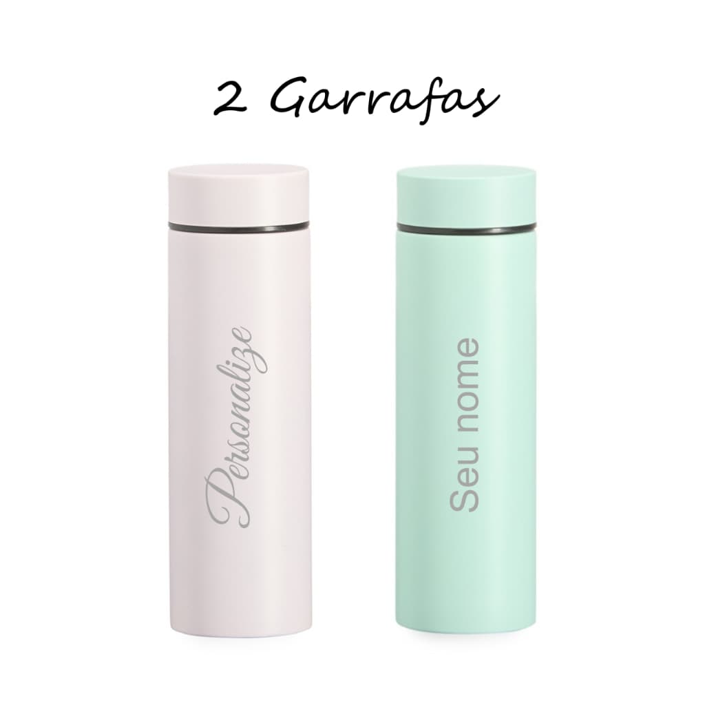 kit 2 Mini Garrafas Térmica 240 ml personalizada garrafinha ideal para lancheira/bolsa pequena