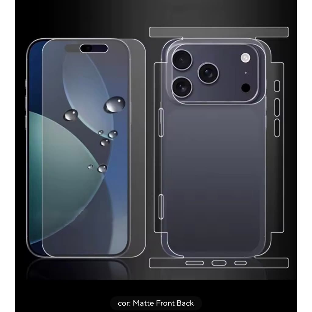 kit frente e traseira pelicula hydrogel transparente ou fosco pra iphone11/12/13/14/15/16/17/17 air/pro/pro max/16E