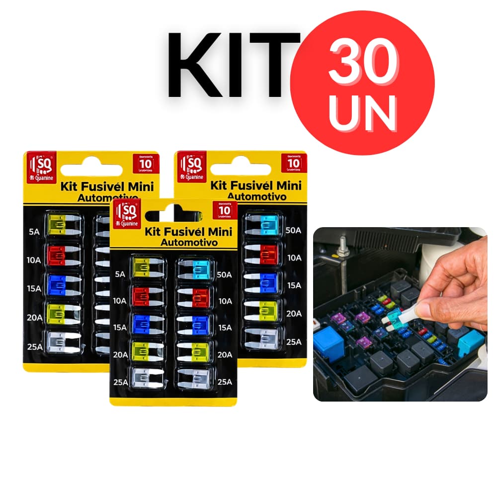 Kit 30 Fusíveis Mini Automotivo Coloridos Sortido Proteção Elétrica Carro Moto Automóvel