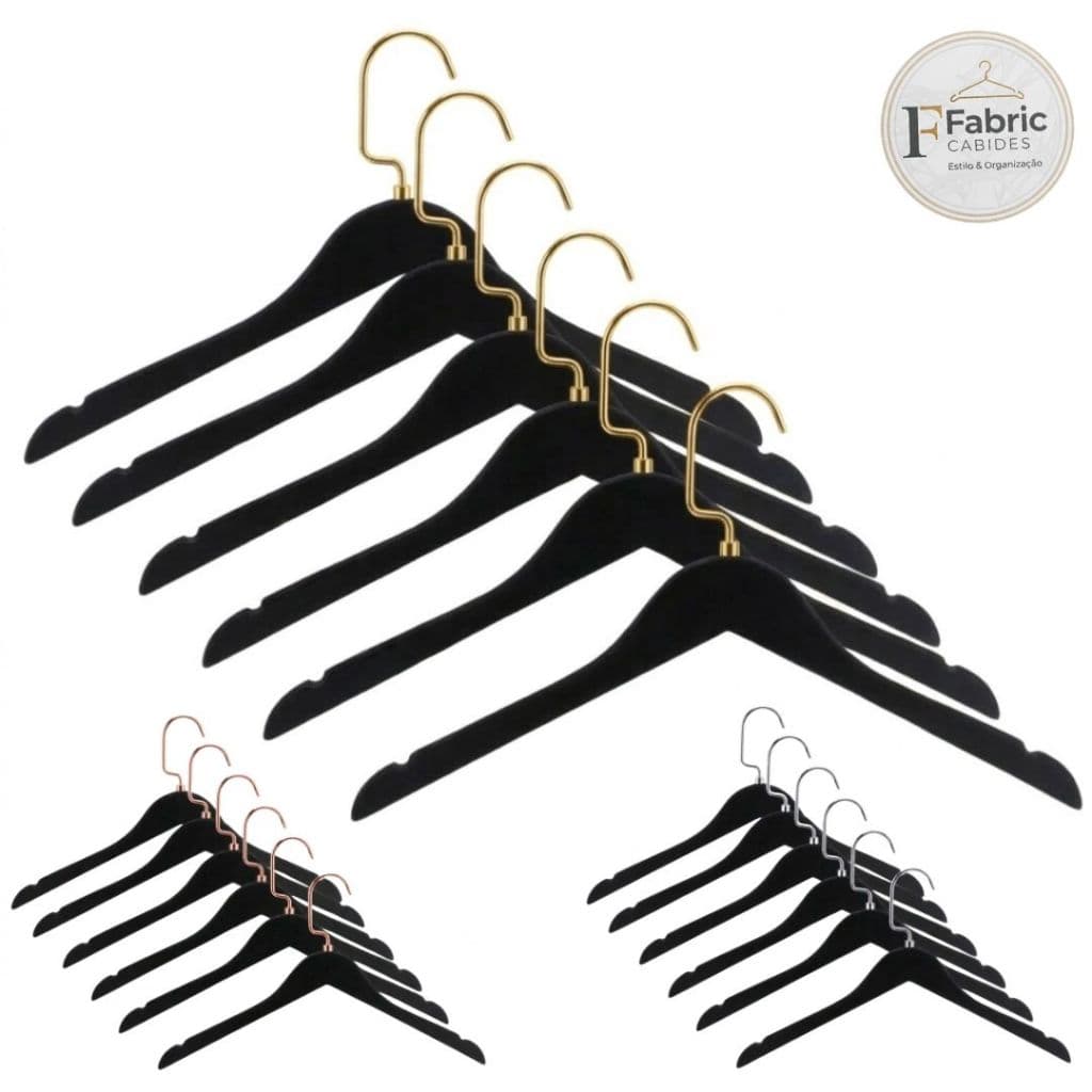 Kit 10 Cabide Luxo De Madeira Preto - Alta Qualidade