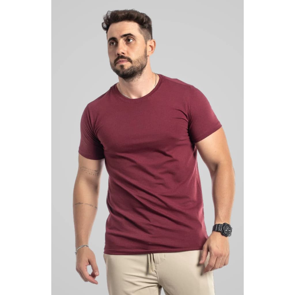 Camiseta Lisa Básica Manga Curta Algodão Masculina Homem