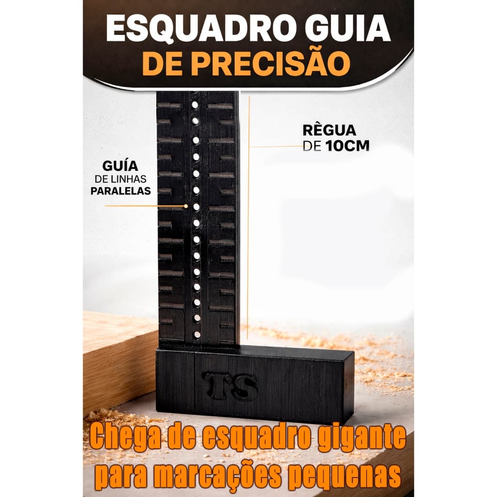 Esquadro 90° 10cm Precisão Marcenaria MDF Carpintaria Ângulo Reto Guia