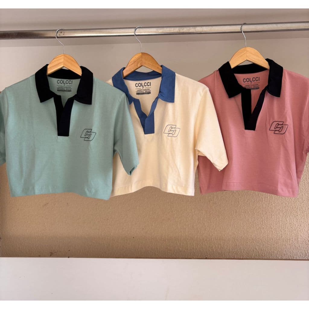 Cropped Colcci Polo Feminino Menegotti Fio 30.1 Algodão Premium Confortável Estilo Casual Chic