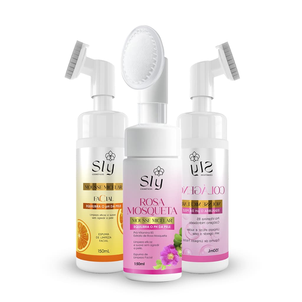Kit 3 Sabonete Facial Micelar Espuma Leve e Cremosa Com Escova Para Uso Diário Pure Nature
