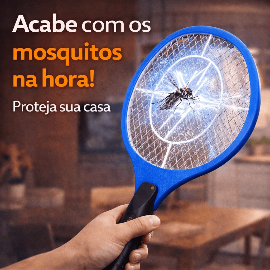 Raquete Elétrica Mata Mosquito Recarregável Mata Pernilongo