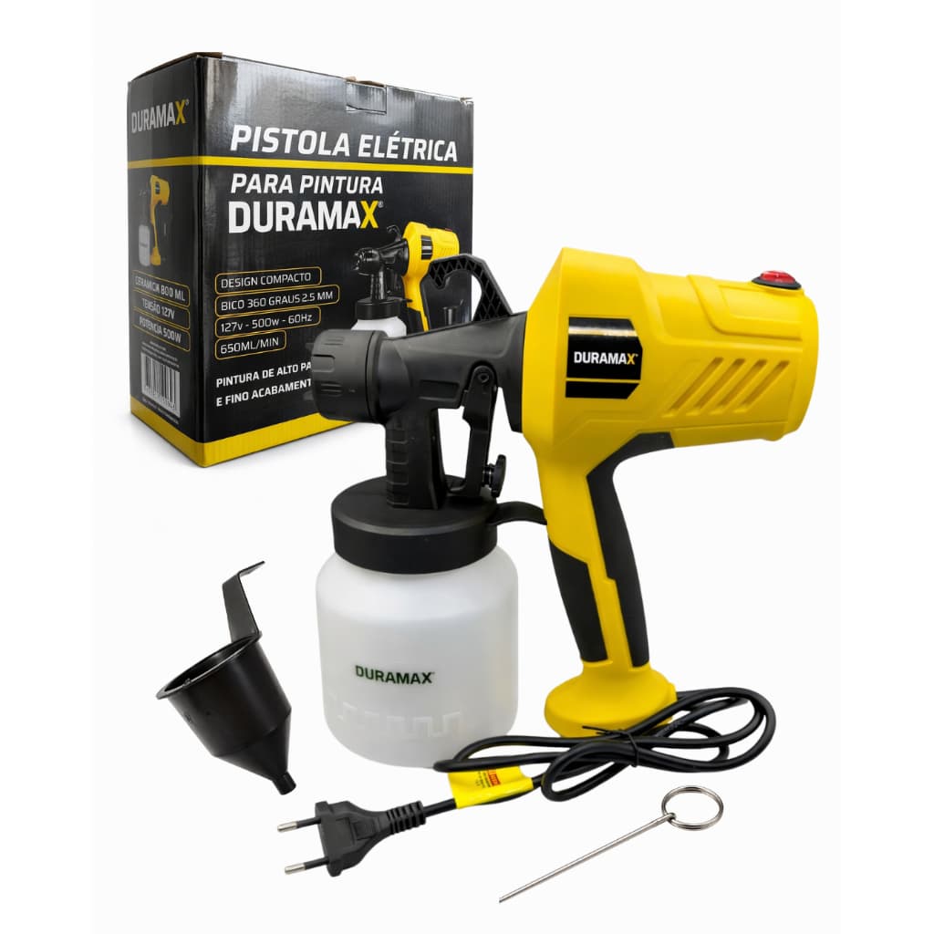 Pistola de Pintura Elétrica 220V - 110V Com fio Alta Pressão Pulverizador Tinta Duramax Profissional